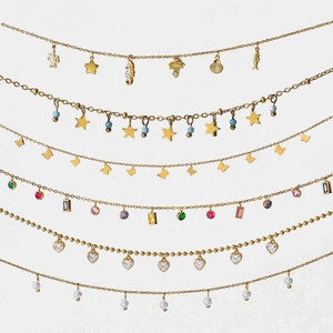 Stainless Steel Necklace For Women Waterproof Hypoallergenic Gold Plated Jewelry Elegant Trendy Butterfly Heart Star Design