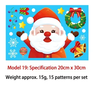 Christmas window stickers set with Santa and reindeer motifs, 20x30cm double-sided decals