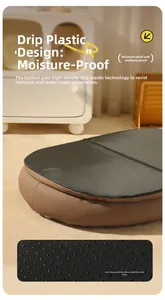 Close-up of non-slip waterproof bottom with dense dots on brown leather pet bed