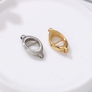 Polished gold and silver stainless steel oval links for DIY jewelry making