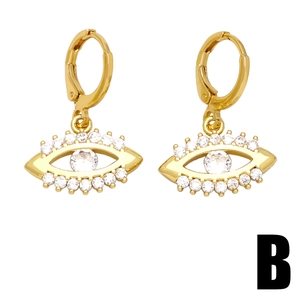 Golden Evil Eye hoop earrings with clear crystal stones and sparkling zircon details