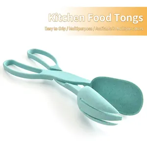 Scissor Food Tongs Wheat Straw Eco Friendly Kitchen Salad Bread Serving Clip Non Slip BBQ Picnic Buffet