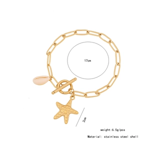 Detailed size specifications of the starfish and shell stainless steel charm necklace