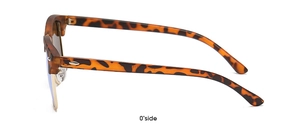 Seitenansicht der Retro-Sonnenbrille mit Schildpatt-Muster und blau verspiegelten Gläsern