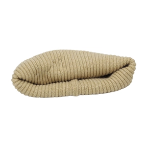 Japanese style floral knit beanie in beige, warm ribbed texture winter hat for women