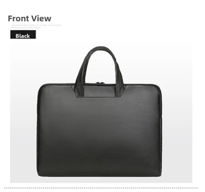 Rear view of a black business laptop bag showing reinforced handles and premium texture