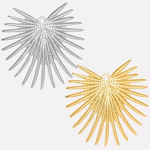 Macro shot of 304 stainless steel starburst charms in silver and gold metal finishes