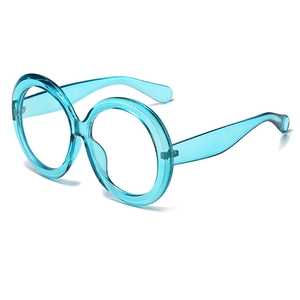 Classic round oversized blue transparent glasses frames for women with retro resin style
