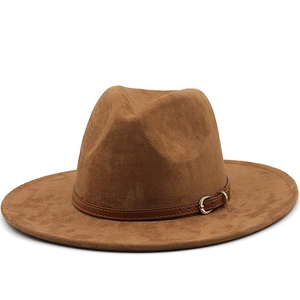 Western Cowboy Fedora Hat For Men Women Wide Brim Suede Sun Hat With Beaded Chain Band Casual Outdoor Travel Beach Knight Hat