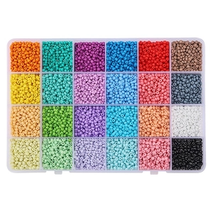 24-compartment storage box with assorted multi-color round glass seed beads for DIY jewelry