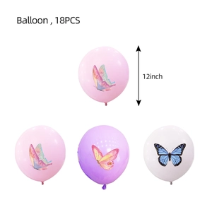 Detailed set of 12-inch pink and purple butterfly balloons for birthday party decor