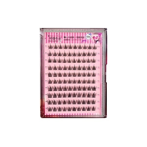 Self-adhesive 10-row cluster lashes set with natural 10-12mm length mix for easy application