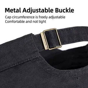 Washed cotton military flat top hat with adjustable bronze buckle for custom fit