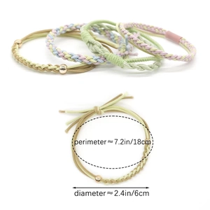 Lot d'élastiques à cheveux tressés avec dimensions de 18 cm de périmètre et 6 cm de diamètre