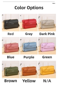 Detailed grid view showcasing the multi-color collection of triple zipper leather crossbody bags