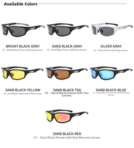 Multi-color sports polarized sunglasses collection with streamlined ergonomic frames