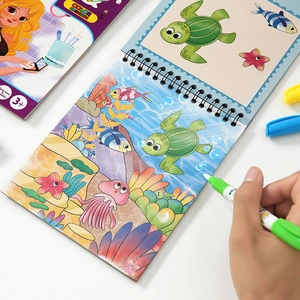 Reusable ocean-themed magic water drawing book for kids with refillable water pen