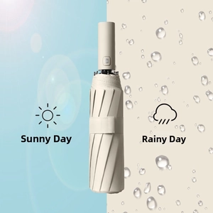 Dual-use folding umbrella for sun and rain featuring an automatic handle and 12-rib structure