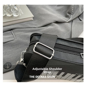 Detail view of the adjustable high-density nylon shoulder strap on the stylish piano bag