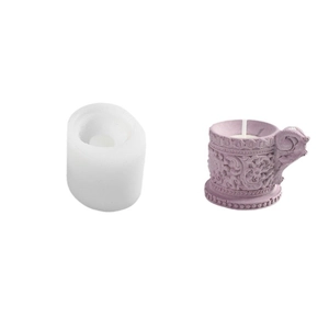 Molde de silicona para candelabro retro con relieve floral y asa decorativa