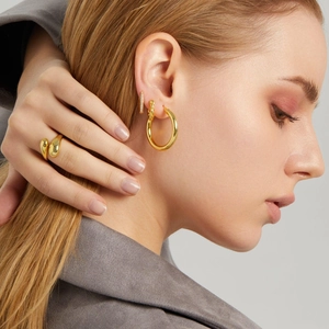 18k gold plated stainless steel teardrop crossover open ring for women jewelry
