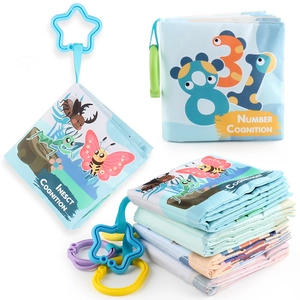 Soft baby cloth book set with star rings for sensory learning and early cognition