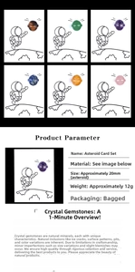 Detail view of 20mm natural crystal planet spheres on astronaut-themed gift cards
