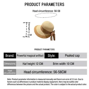 Women straw sun hat with wide brim and ribbon bow for UV protection outdoor use