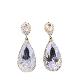 Exquisite silver drop earrings with pear-cut cubic zirconia for bridal and luxury style