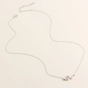Detailed view of S925 silver snake necklace with sparkling pavé crystal accents