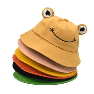 Cute frog bucket hats for couples in multiple colors with funny 3D eyes and smile face