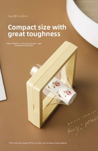 Macro shot of flexible high-resilience PE film on a yellow square jewelry display box