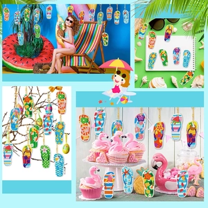 DIY diamond painting flip-flop keychains with summer themes like pineapple and flamingo