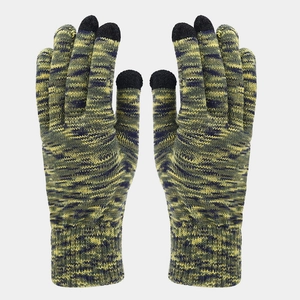 Space-dye knit gloves with touch screen fingertips and warm ribbed cuffs