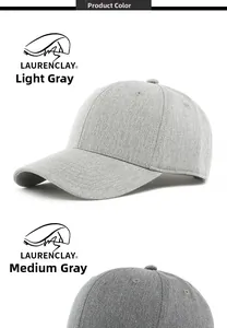 Detailed comparison of light and medium gray baseball caps with six-panel structure