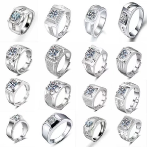 Classic 925 silver rings set with one carat sparkling moissanite diamonds for women