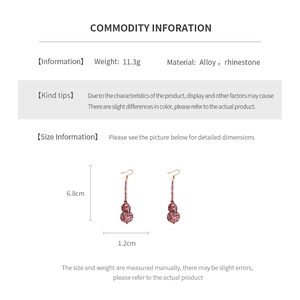 Detailed size chart of New Chinese gourd earrings with rhinestones and tassels