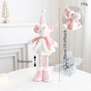 Pink reindeer doll detail showing 50cm height and telescopic legs for Christmas decor