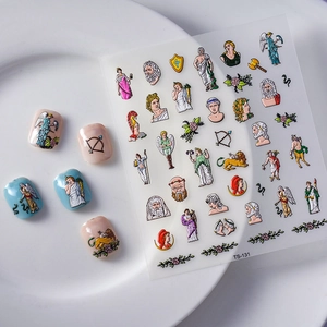 5D embossed Cupid nail art stickers with baroque court style angel and deity designs