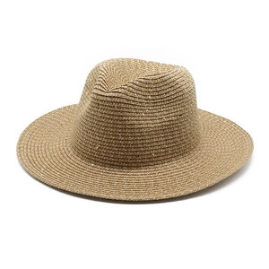 Women Sequin Straw Fedora Hat Wide Brim Summer Beach Sun Protection Breathable Vacation Woven Panama Style