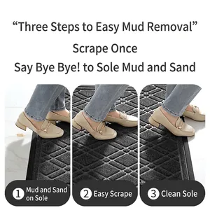 Heavy duty commercial rubber entrance mat with anti-slip geometric texture for dust removal