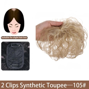 Synthetic curly hair top hairpiece with clips for slight hair loss natural look 105#