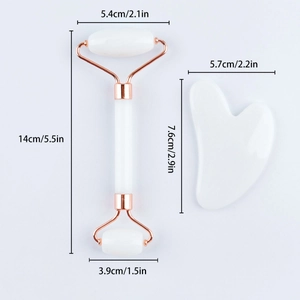 Detailed size dimensions of resin jade roller and heart-shaped gua sha tool set