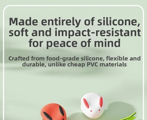 Dettaglio paraspigoli a forma di coniglio in silicone alimentare per sicurezza bambini