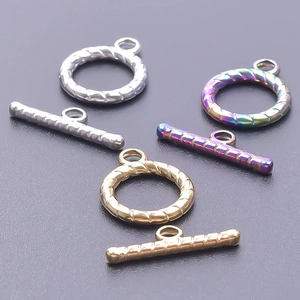 Fermoirs à bascule tricolores en acier inoxydable 304 avec texture corde pour bijoux DIY