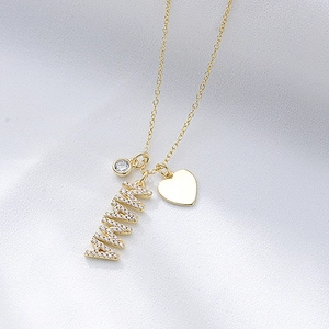925 Sterling Silver MAMA Letter Pendant Necklace Gold Plated Heart Round Zircon Jewelry Mother Day Gift For Women