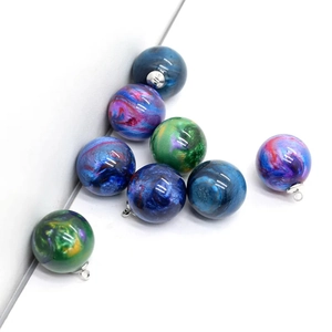 Set of 8 dreamlike galaxy resin spherical pendants with metal rings for jewelry making