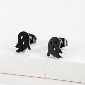 Boucles d'oreilles fantômes noirs en acier inoxydable mat pour bijoux d'Halloween
