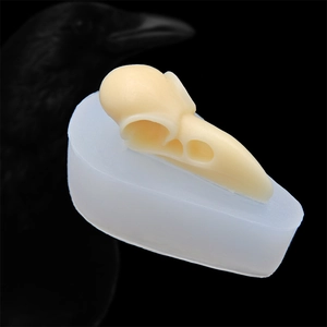 Bird skull silicone mold for DIY resin, gypsum and cake fondant with translucent base