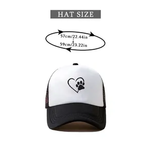 Size guide for heart paw trucker hat with circumference from 57cm to 59cm